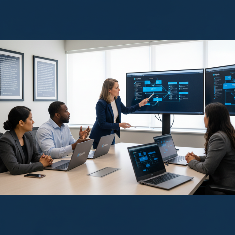 Diverse team of federal IT professionals collaborating on Microsoft cloud infrastructure training