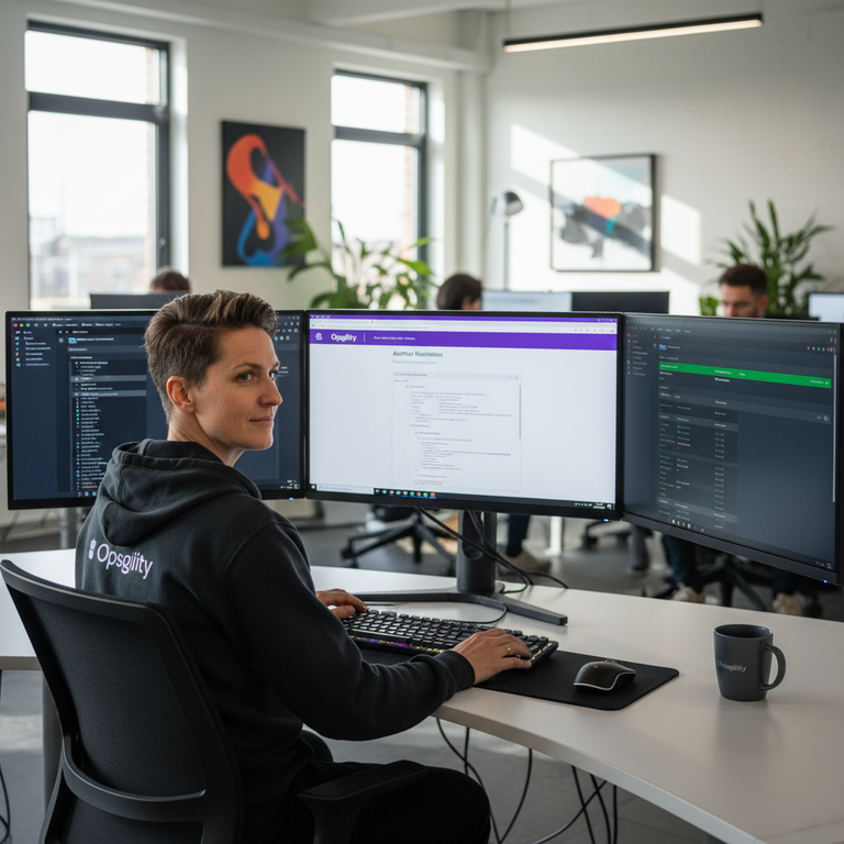 Developer working on GitHub certification training