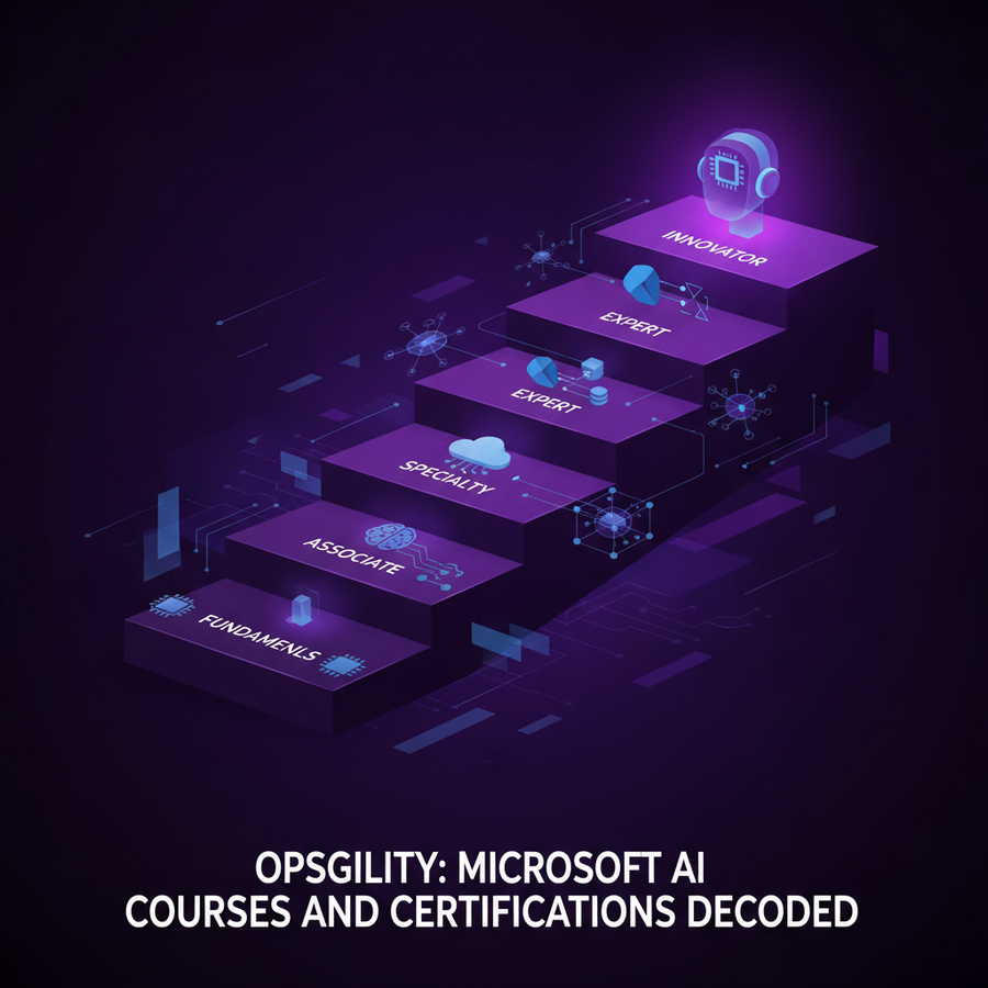 A modern, professional illustration showing five ascending steps or pathway representing a certification journey